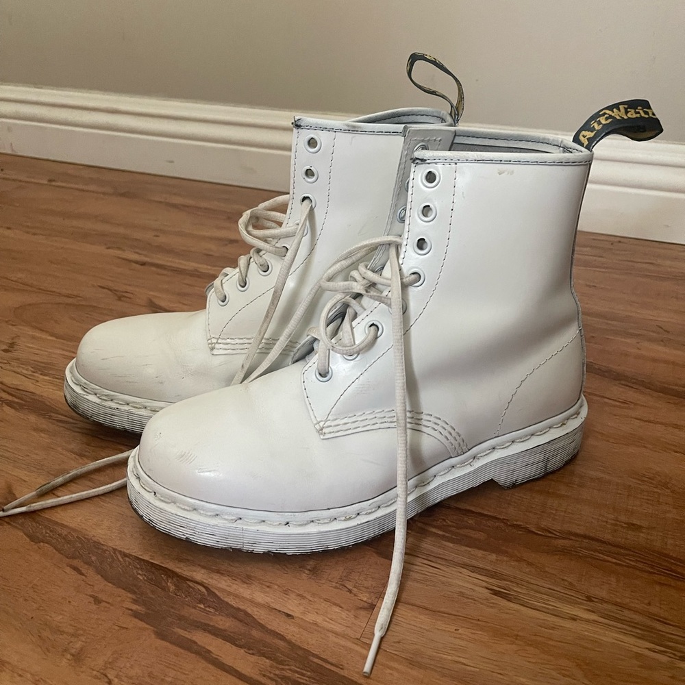 White leather doc martens